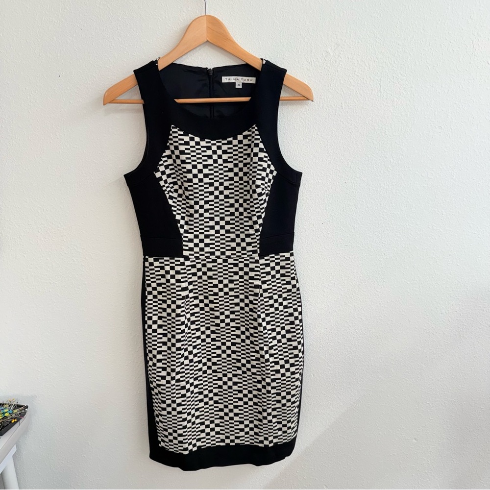 Trina Turk Monochrome Checkered Mini Dress